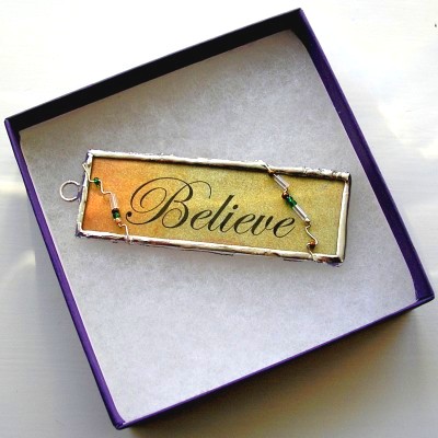 'Believe in magic' Two-Sided Soldered Pendant
